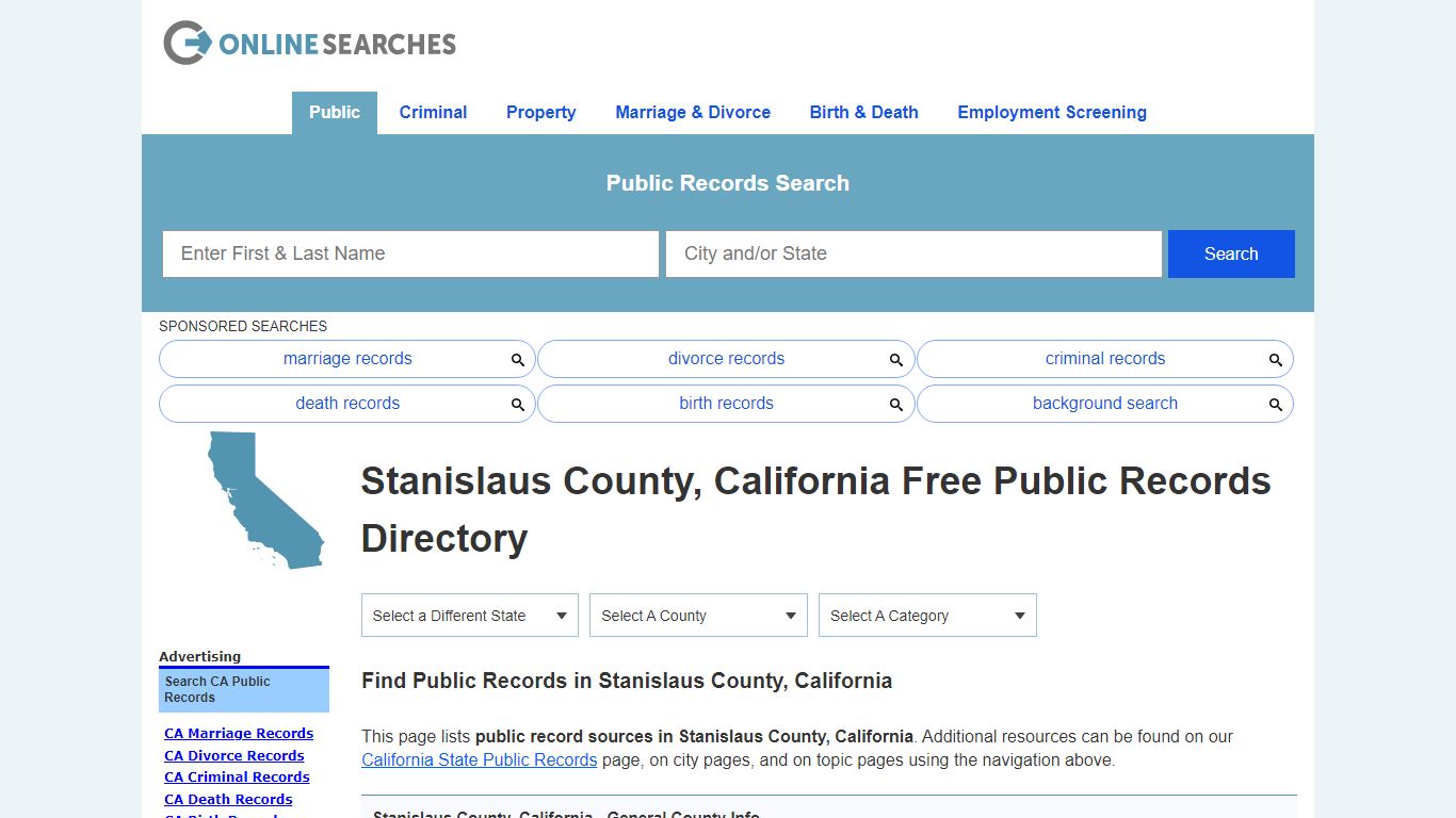 Stanislaus County, California Public Records Directory
