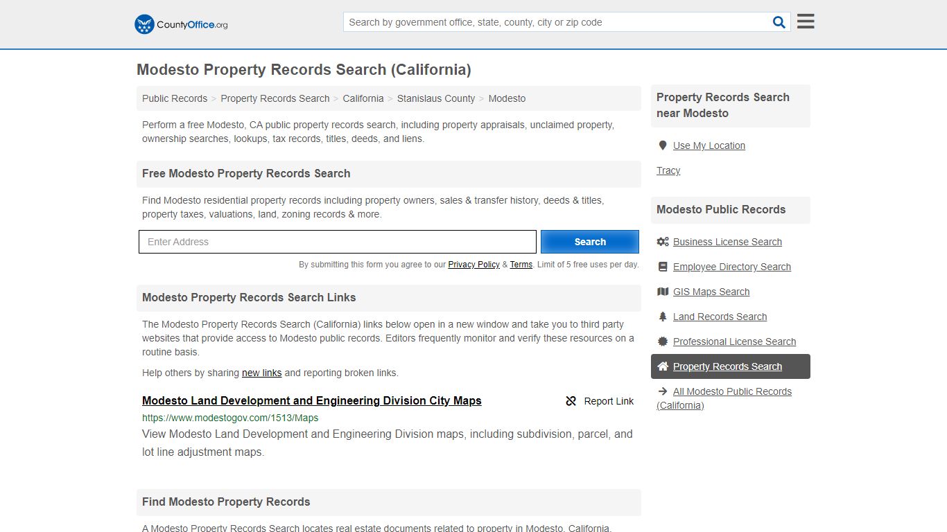 Property Records Search - Modesto, CA (Assessments, Deeds ...